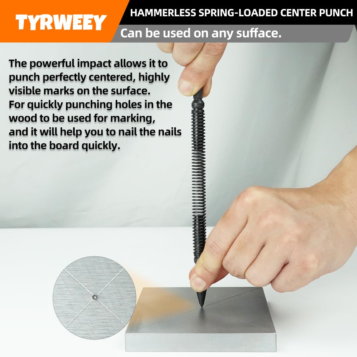 TYRWEey hinge-pin remover punch 1/8 inch for hinge pin extraction.