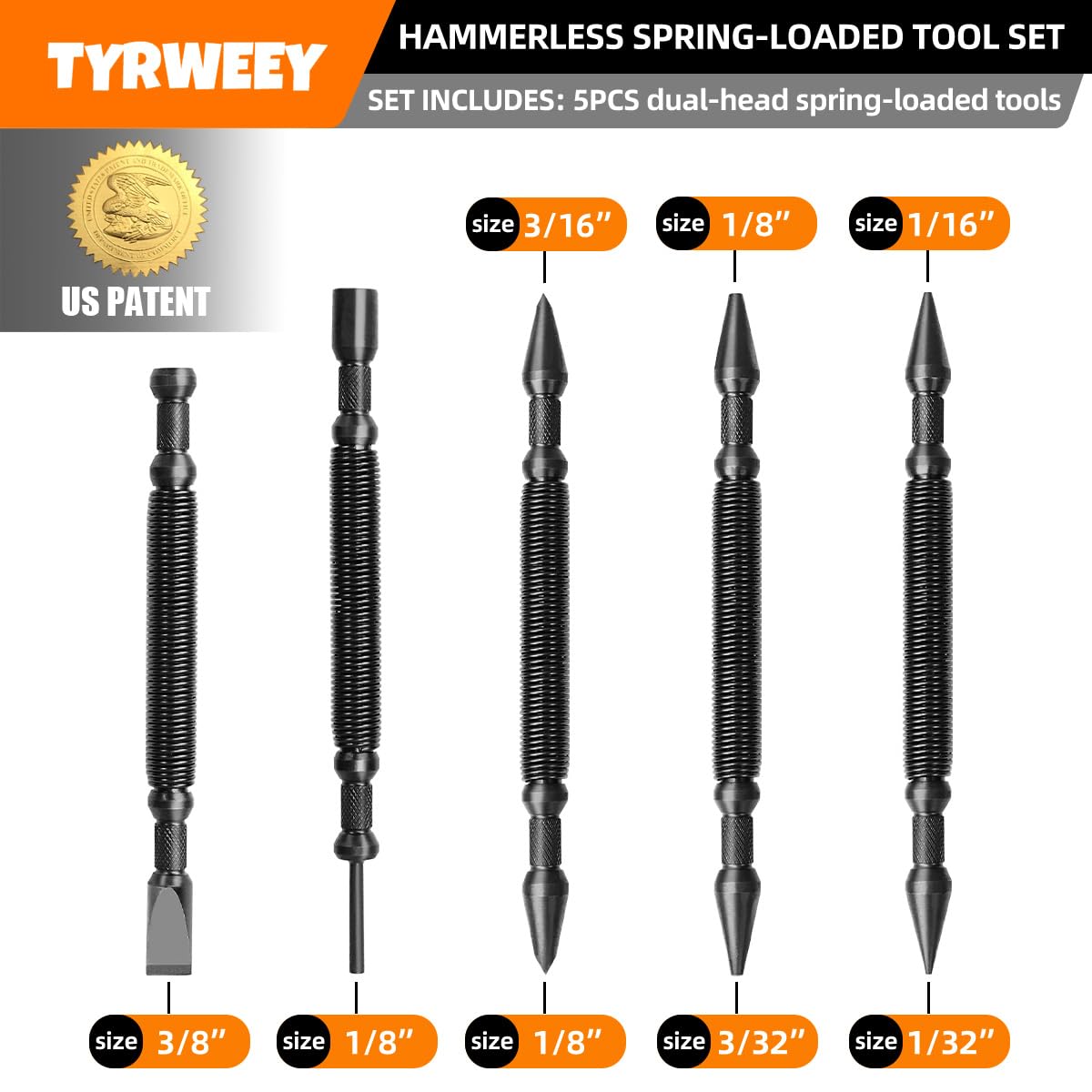 TYRWEey nail-set dual-head 3/32 inch for precise pilot holes in wood.