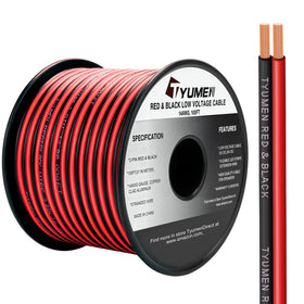 Tyumen 100ft red 14 AWG wire spool for LED strip power connections.