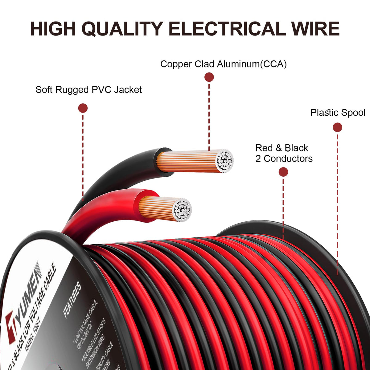 Tyumen 10AWG black wire spool for automotive wiring and electronics