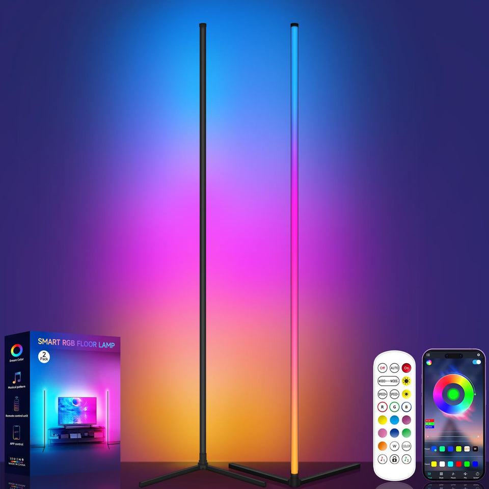 Tyute Floor Lamp RGB ambient corner light for cozy room mood.