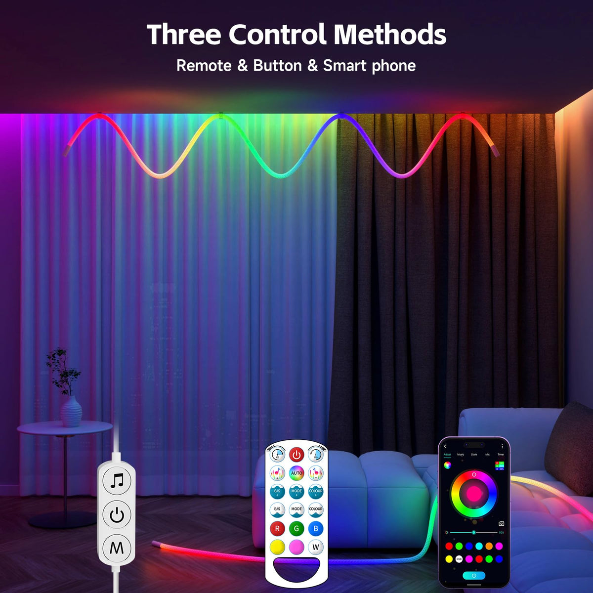 Tyute LED rope lights offer app and remote control for easy customization.