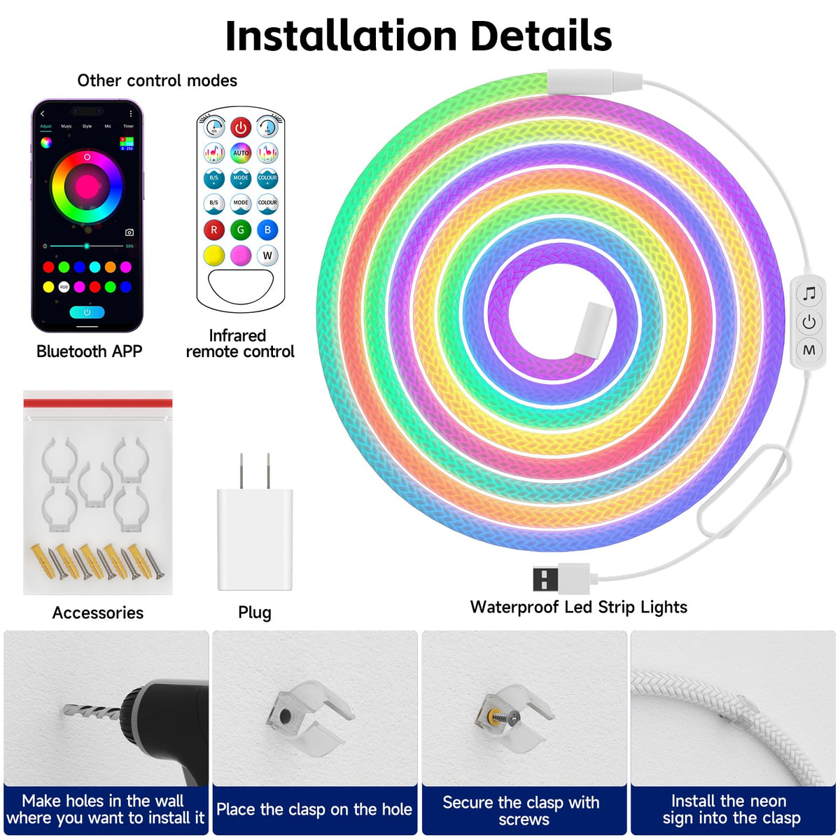 Tyute rope lights are flexible and easy to install around furniture and edges.