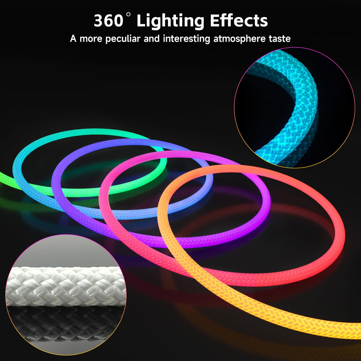 Tyute rope lights with multi-color LEDs brighten spaces for festive decor.