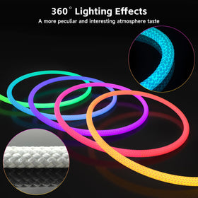 Tyute rope lights with multi-color LEDs brighten spaces for festive decor.