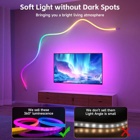 Tyute LED rope lights sync with music for dynamic, rhythm-driven ambiance.