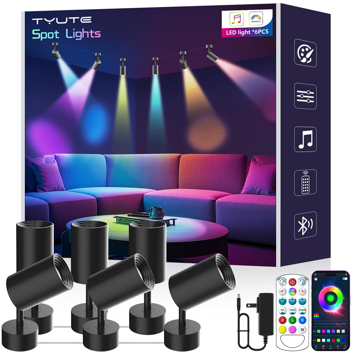 Tyute LED spot lights color-changing wall light for dynamic living room mood