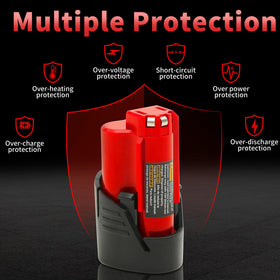 UADCA 4000mAh Li-ion battery for Milwaukee 12V offers faster charge and longer life