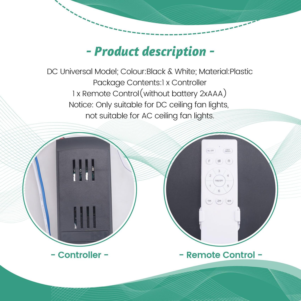 uaelua universal ceiling fan remote compatible with DC fans for broader use.