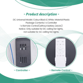 uaelua universal ceiling fan remote compatible with DC fans for broader use.