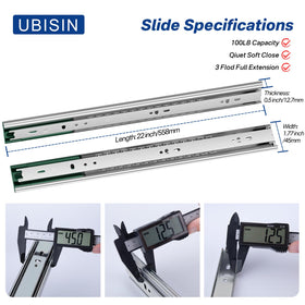 Ubisin full-extension drawer rails enable complete rear access and organization.
