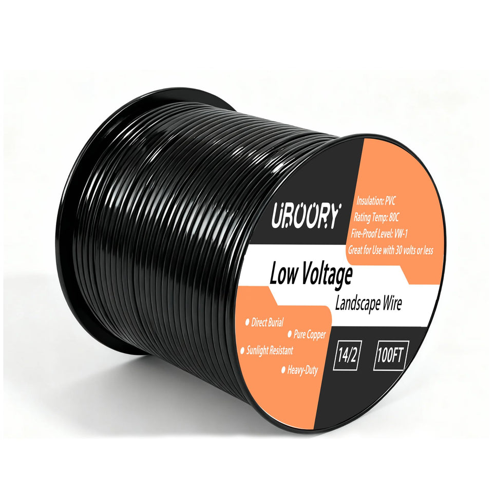 UBOORY 14-2 low-voltage wire 100ft coil for reliable outdoor lighting installations