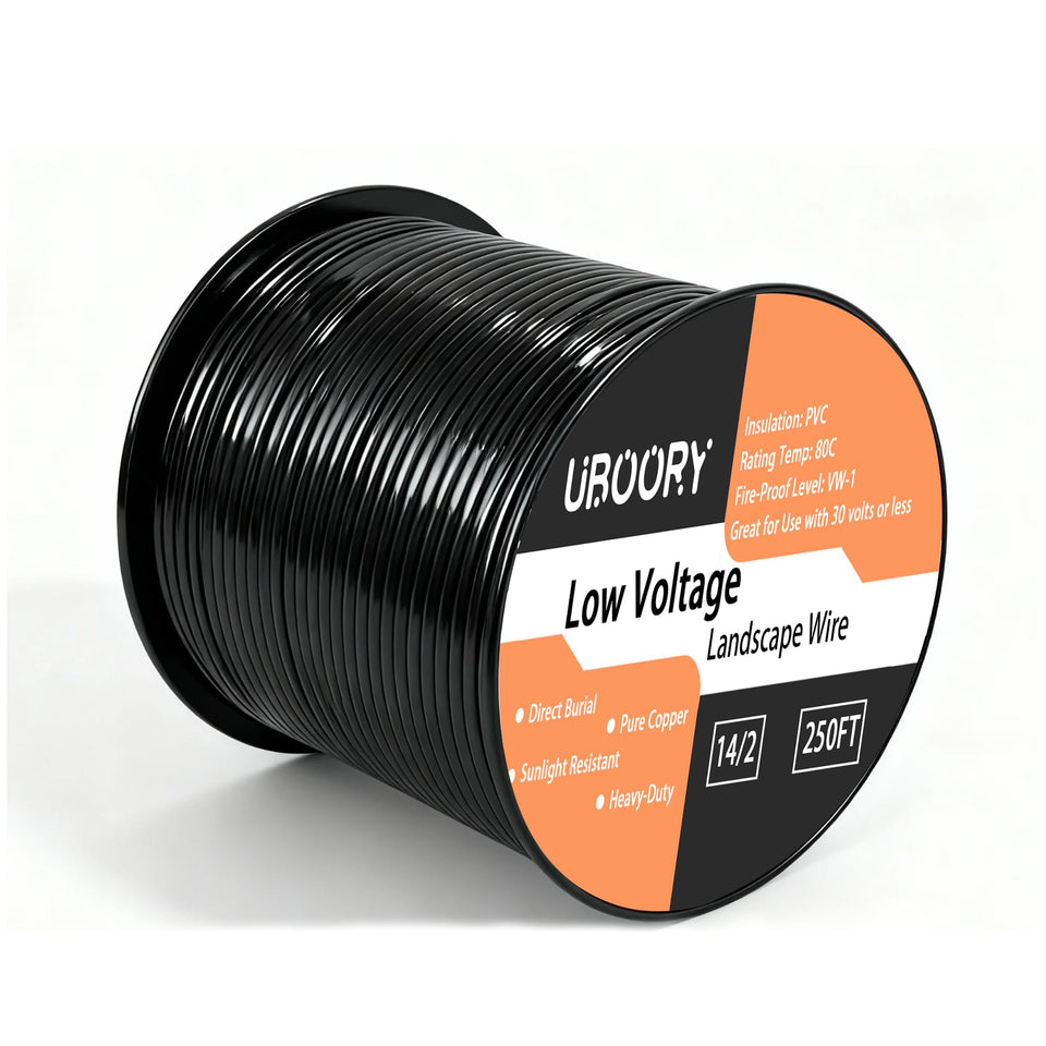 UBOORY 14-2 low voltage wire 250ft coil for outdoor lighting.