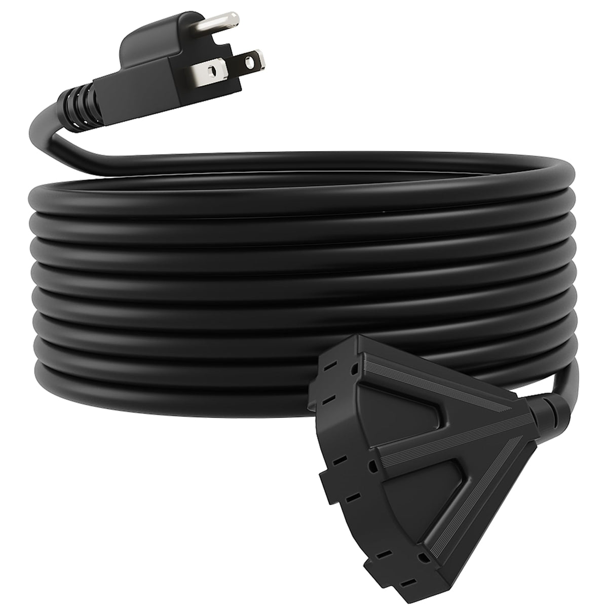 UBOORY 50ft outdoor extension cord with three outlets for flexible power on outdoor projects.