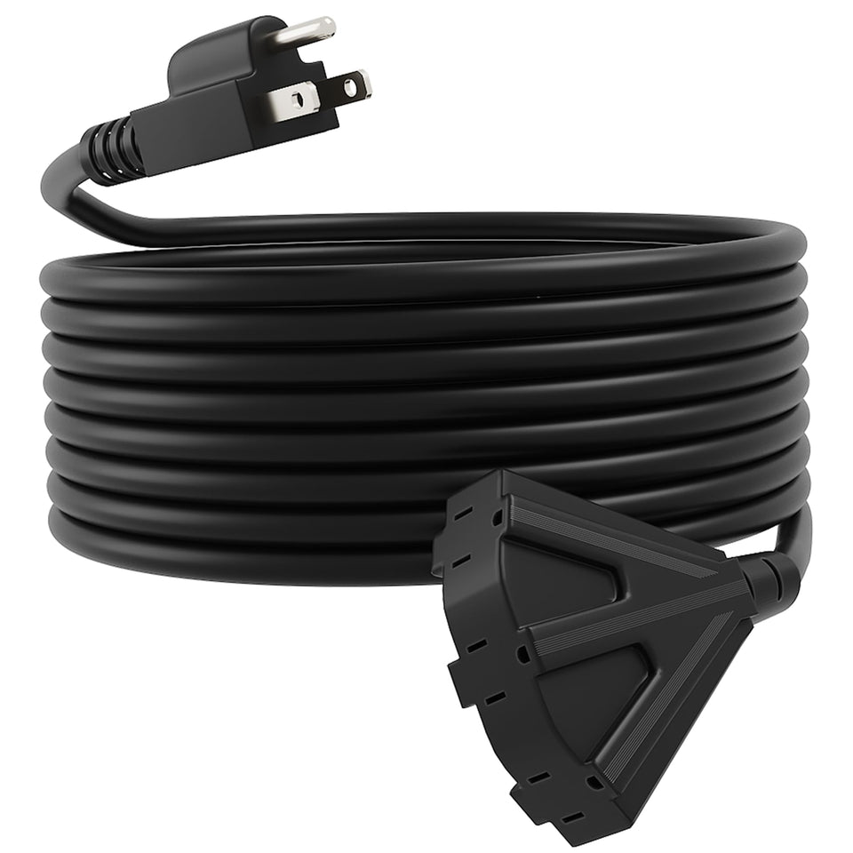UBOORY 50ft outdoor extension cord with three outlets for flexible power on outdoor projects.