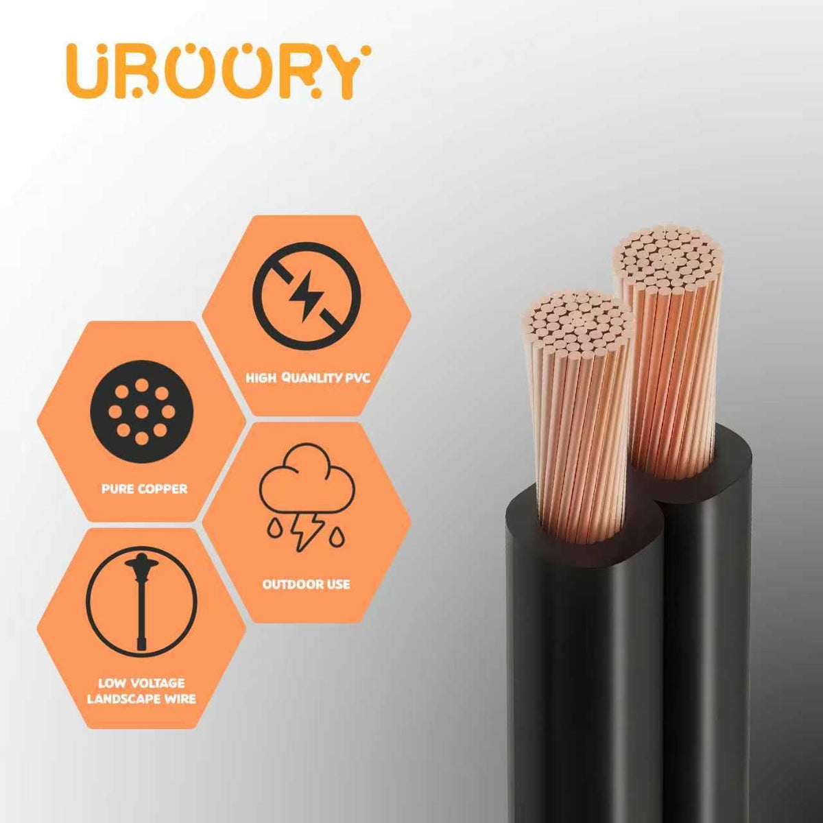 UBOORY direct burial low voltage wire withstands sun and moisture for garden lighting