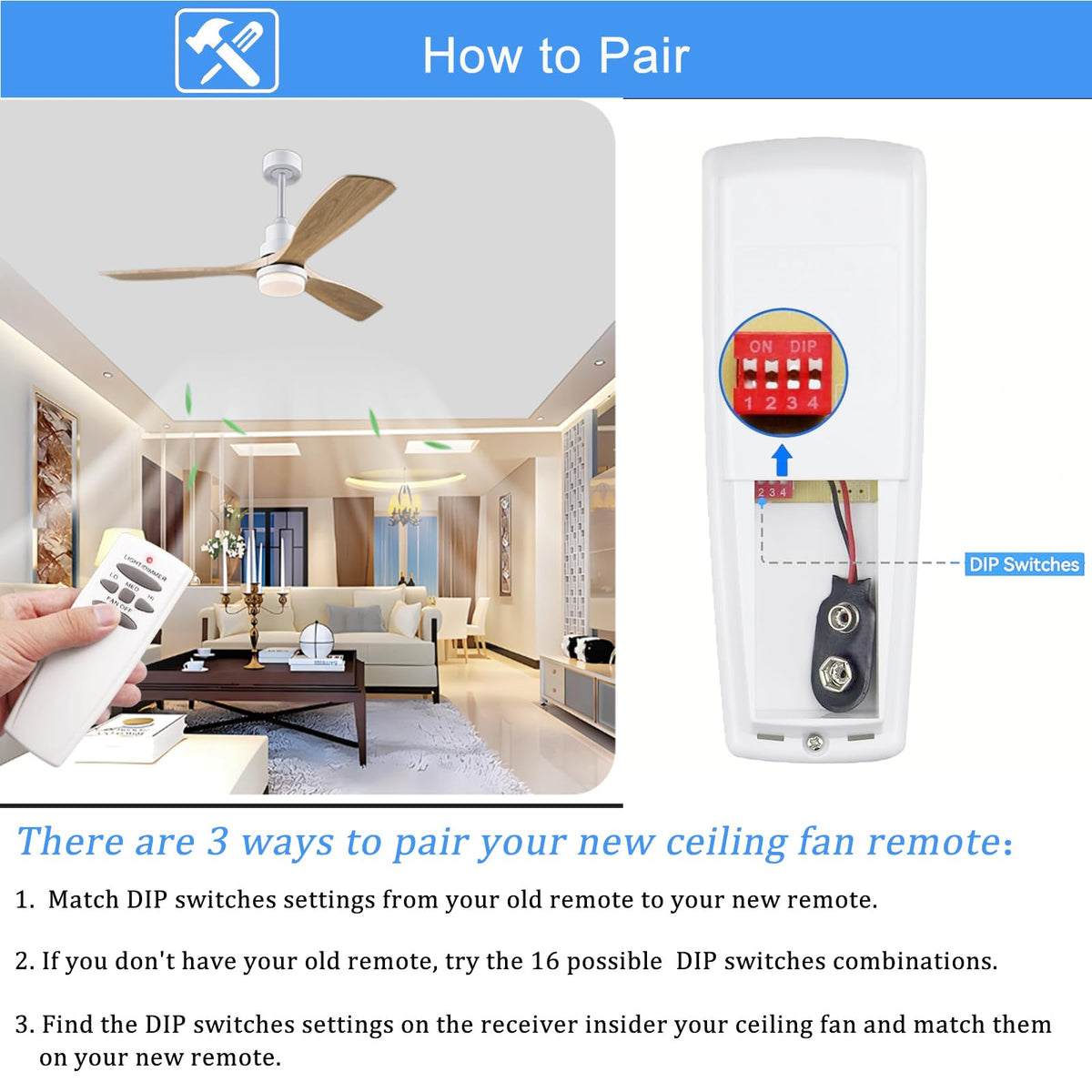 UBORSY HD5 remote in use with a Hampton Bay fan