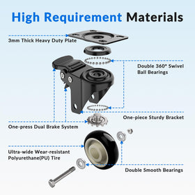 UBZOPWA plate-mount casters ready for metal or wood mounting.