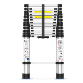UC UP CLIMBER telescoping ladder extended to 12.5 feet for high reach tasks