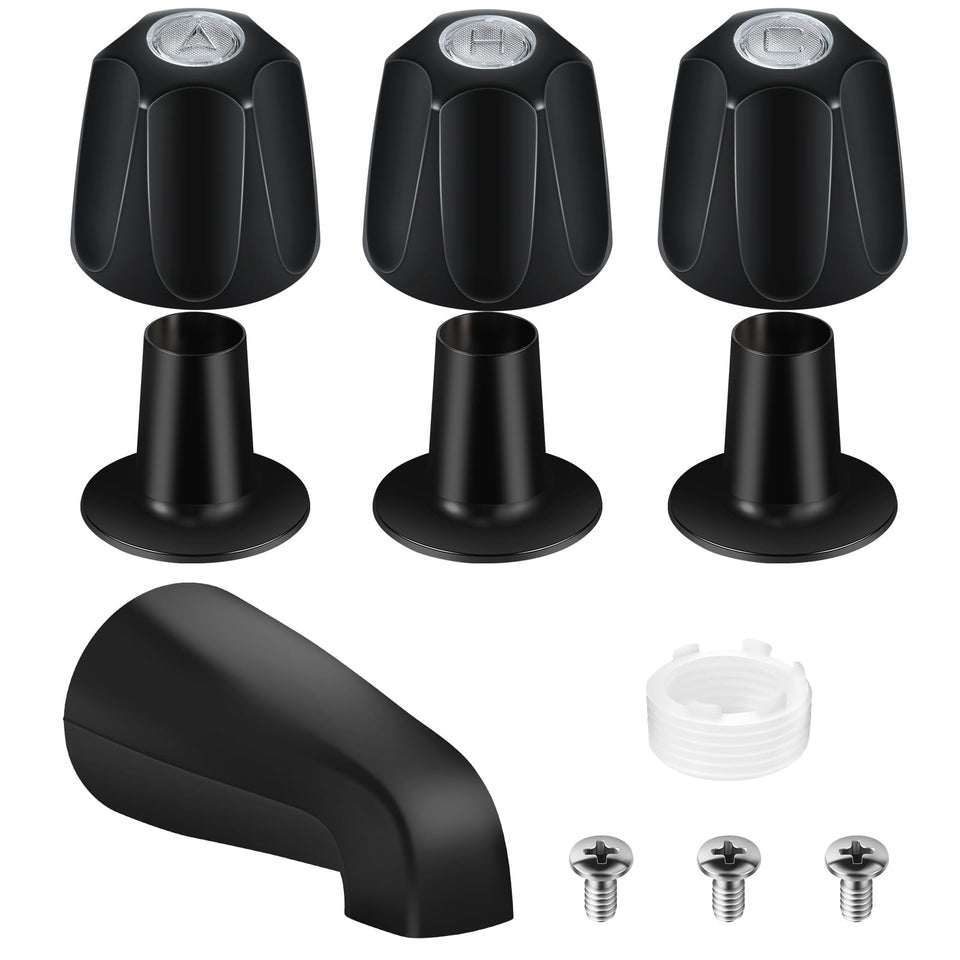 UCDETD matte black bath tub spout close-up for a modern upgrade.