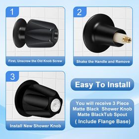 UCDETD matte black shower knob cold close-up with clear index button.