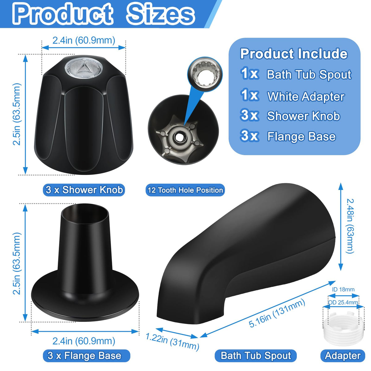 UCDETD matte black shower knob hot close-up with clear index button.