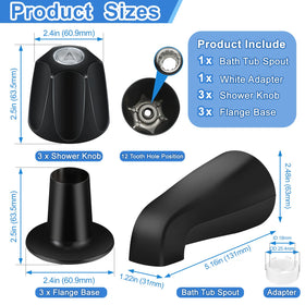 UCDETD matte black shower knob hot close-up with clear index button.