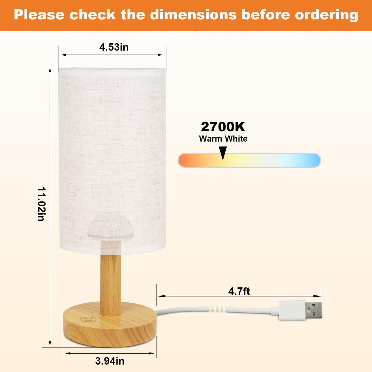 UCHENTON small touch table lamp with natural wood base enhances rustic charm.