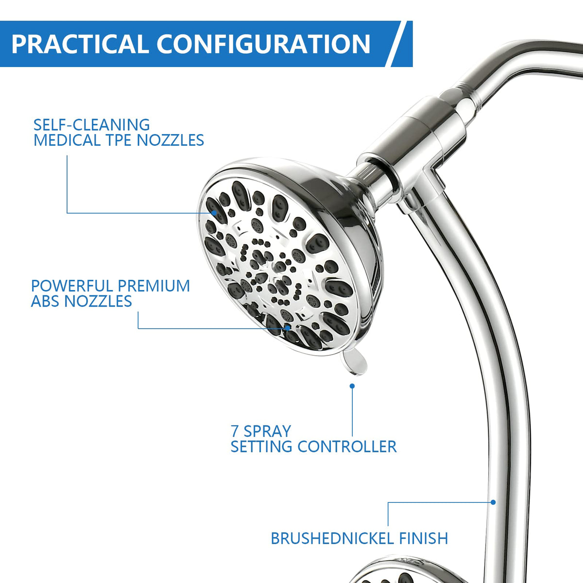 UCLIMAA chrome finish shower head adds modern style and durability