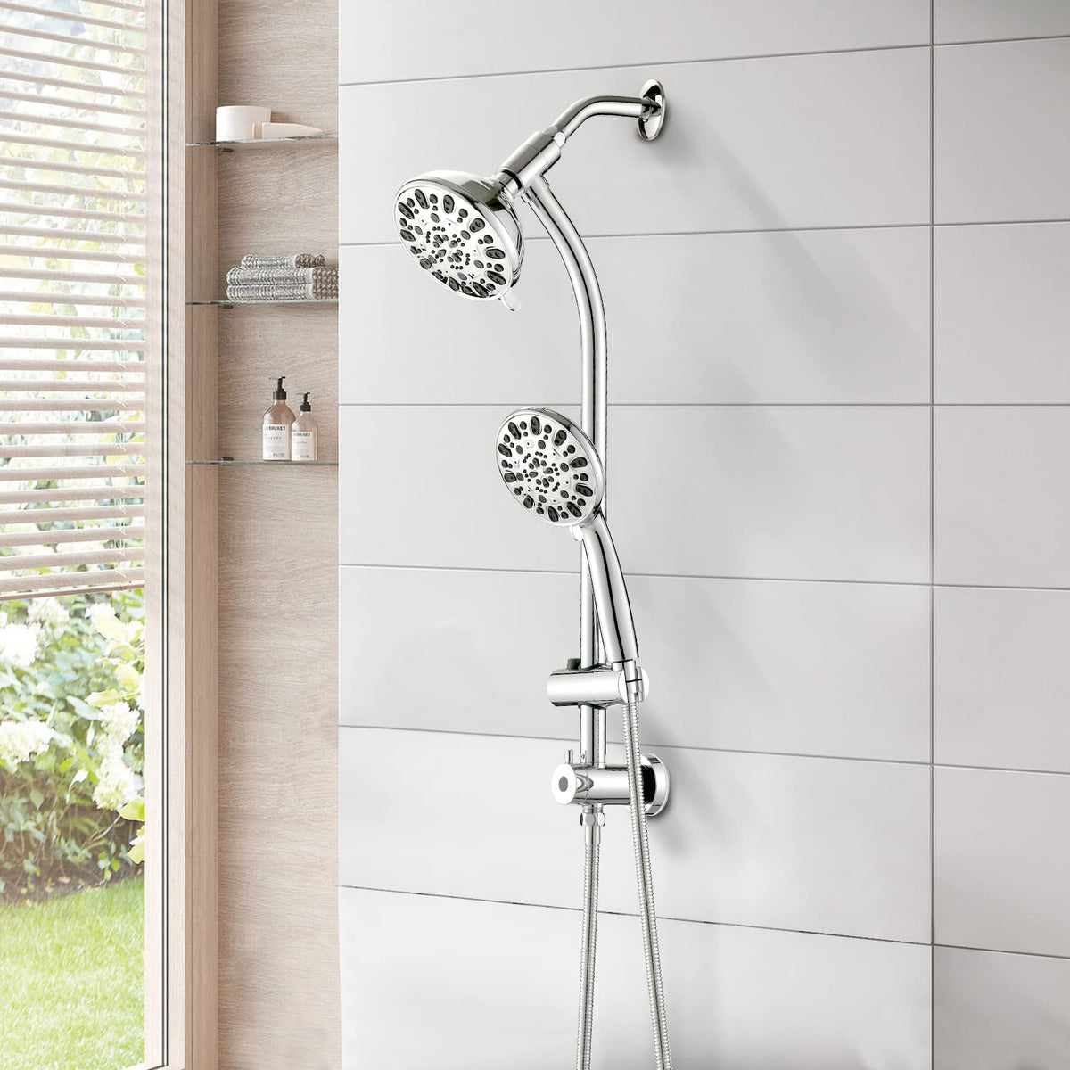 UCLIMAA handheld shower head with 5 inch reach for flexible use