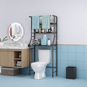 UDEAR 3-Tier tower in black, fits corners for extra bathroom storage.