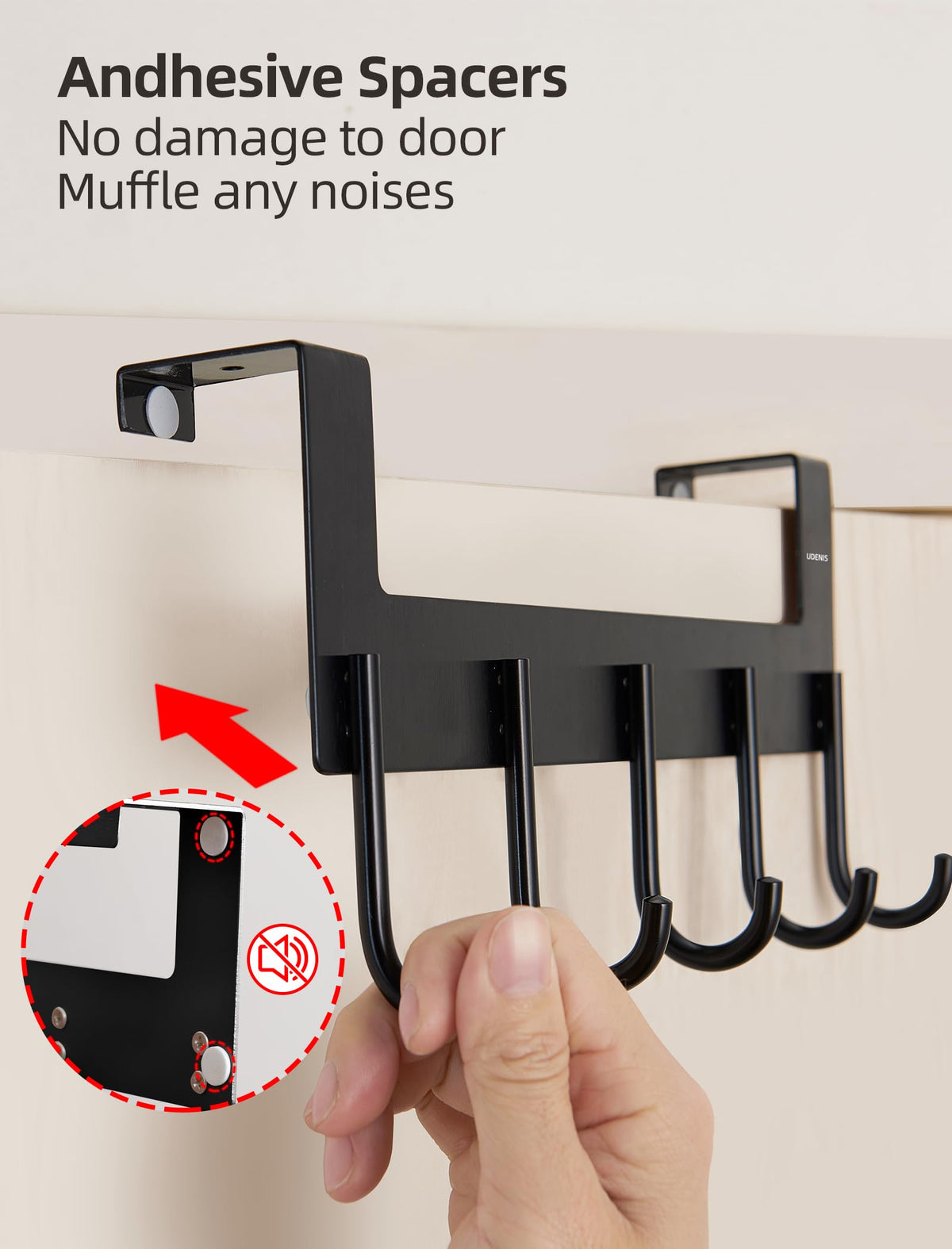UDENIS heavy-duty hooks capable of supporting up to 11 pounds each