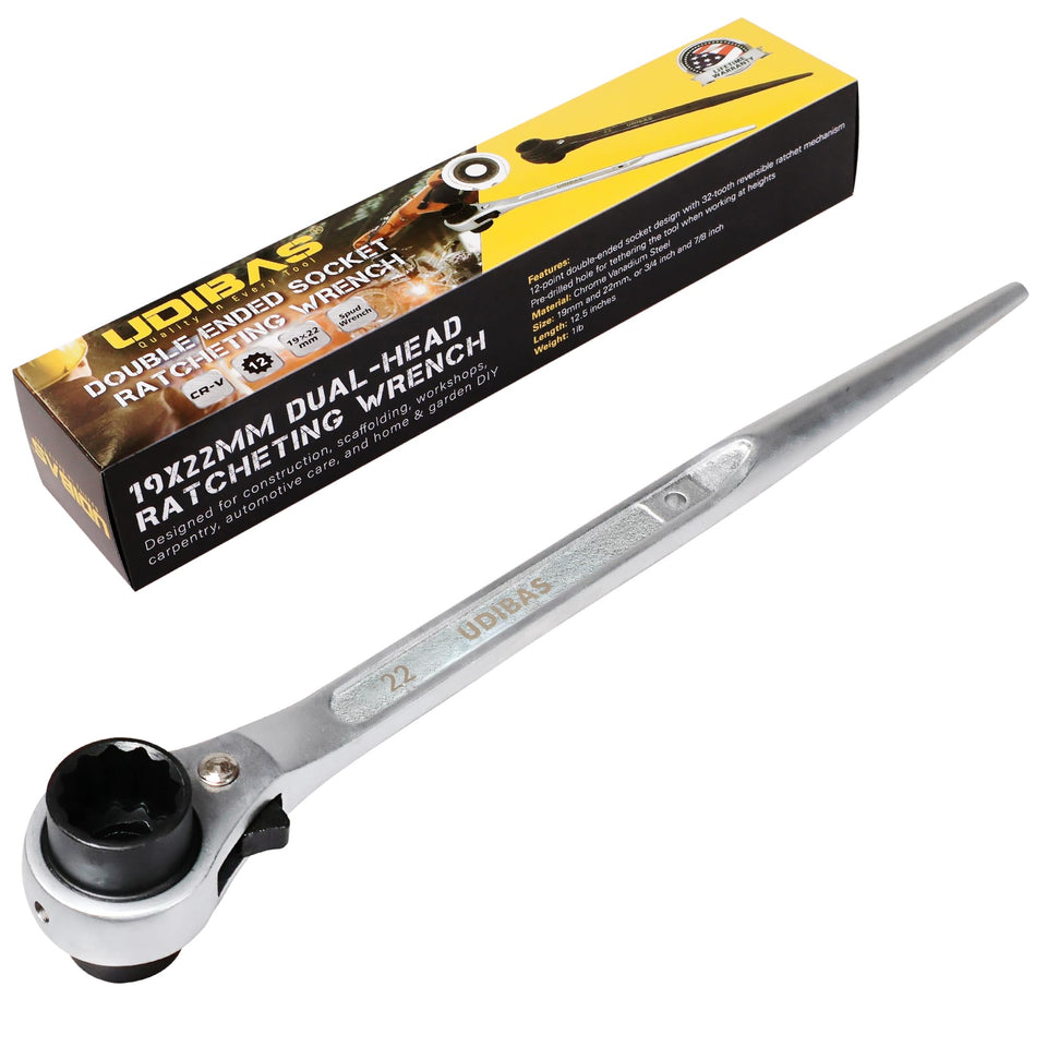 Udibas 19mm×22mm podger wrench with double-ended sockets for scaffold work
