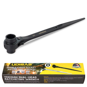 Udibas reversible ratcheting wrench with double-ended socket in scaffold setup