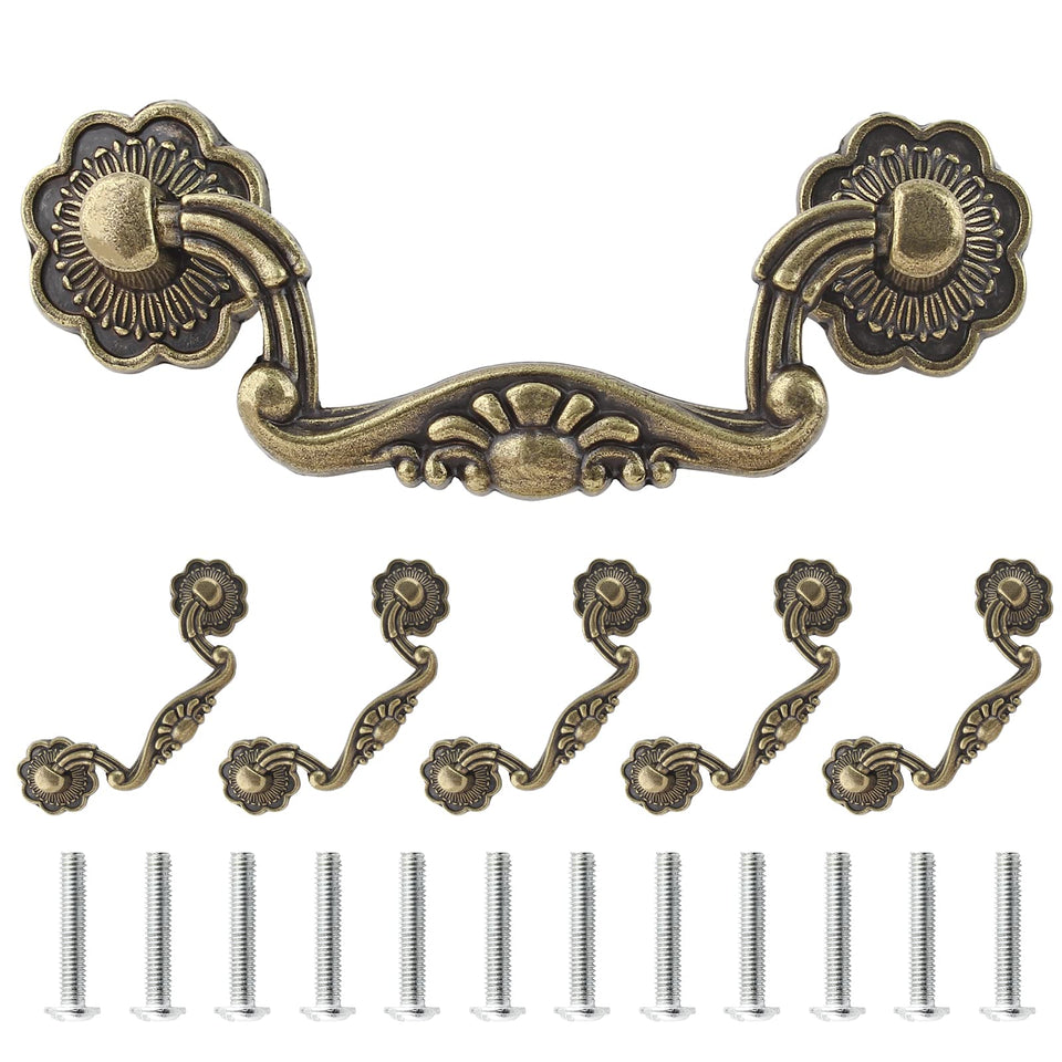 Uenhoy 6-pcs 3-inch bail handle pulls; bronze-coated zinc alloy for durable furniture upgrade