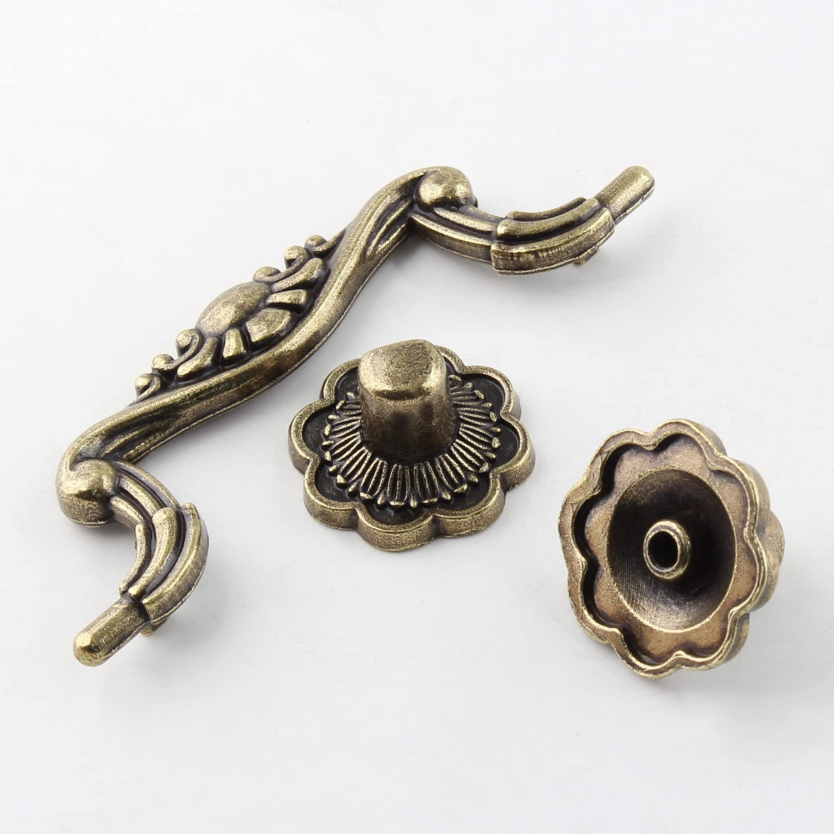 Uenhoy flower-shape drawer pull; elegant bail handle for dressers and wardrobes