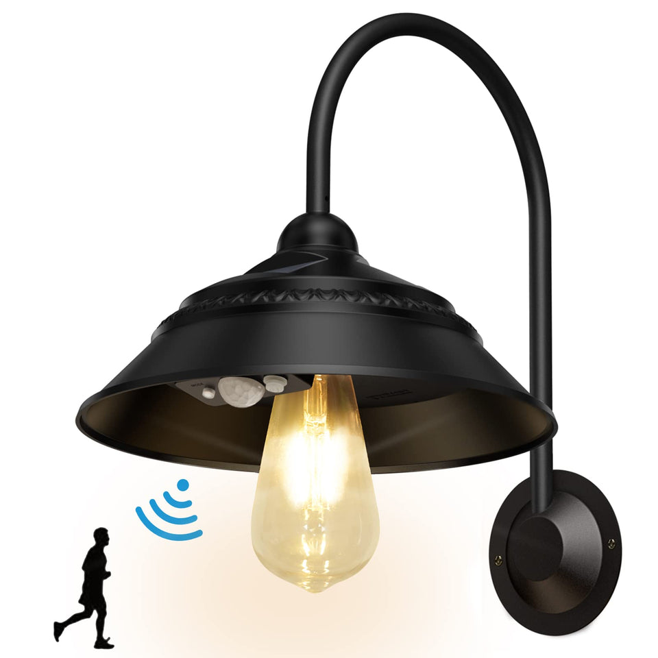 Ufelizor solar barn light wall sconce brightens exterior spaces and saves energy.
