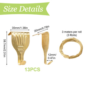 UFURMATE brass-plated hooks offer quick adjustable frame hanging.