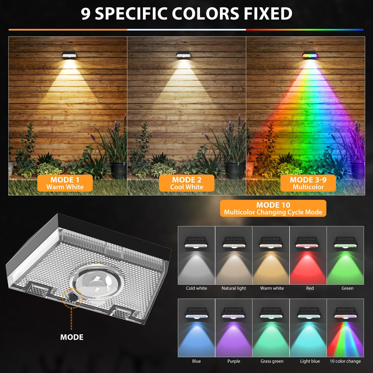 UGDLUCK Solar Fence Light in cool white provides crisp perimeter lighting