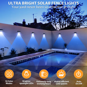 UGDLUCK RGB fence light shows seven colors for festive outdoor scenes
