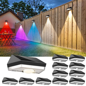UGDLUCK Solar Fence Light in warm white illuminates entryways