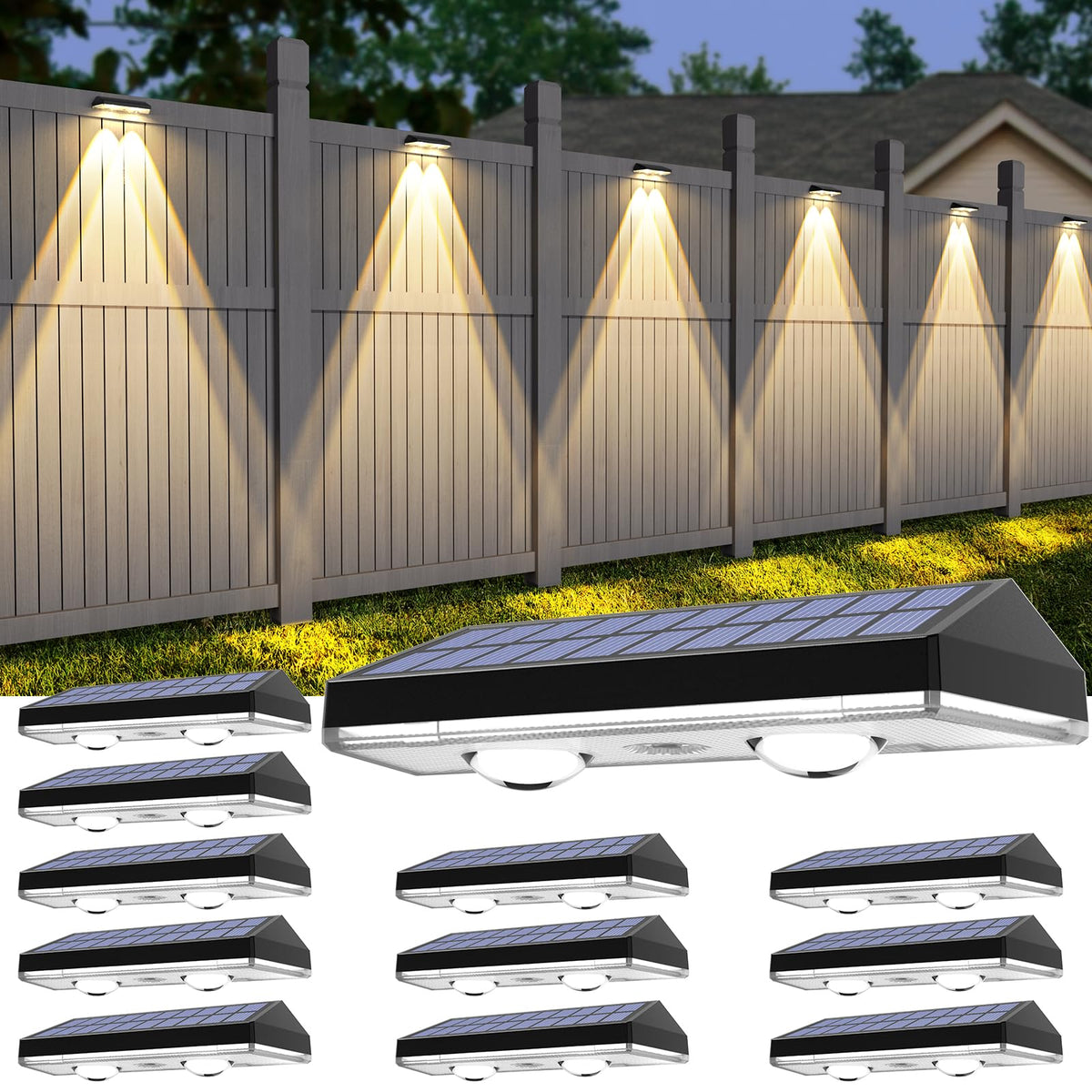 UGDLUCK solar fence lights 12-pack for outdoor fences and borders