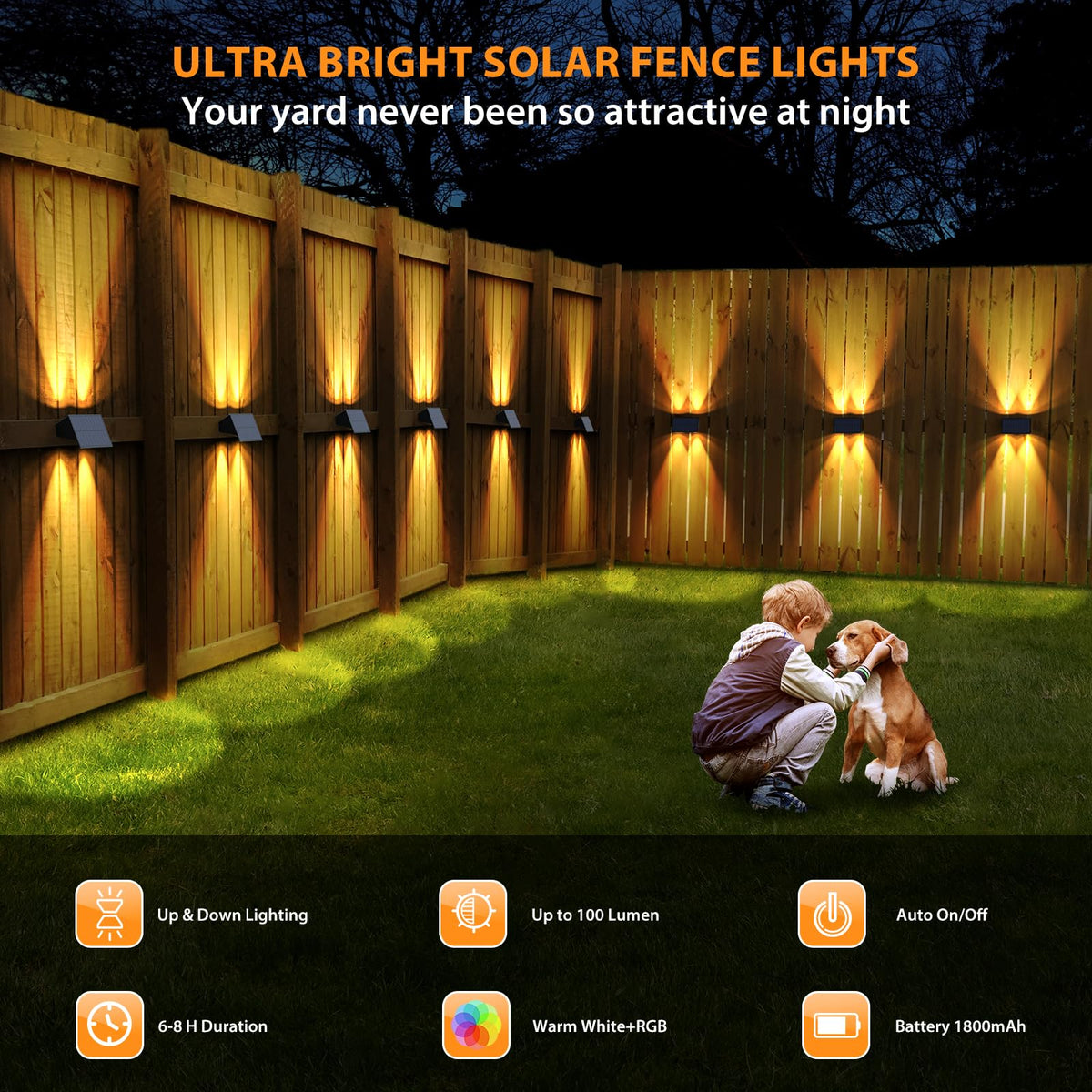 UGDLUCK IP54 waterproof fence light with rain and snow resistance.