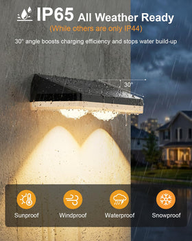 UGDLUCK solar fence lights feature IP65 ABS body for rainproof durability.