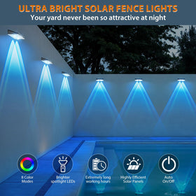 UGDLUCK Solar Fence Lights night scene on patio creates cozy ambience