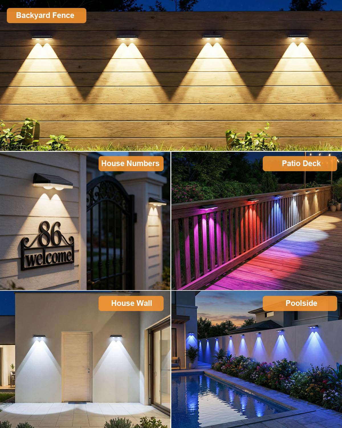 UGDLUCK outdoor lights illuminate fences, porches, decks, and gardens.