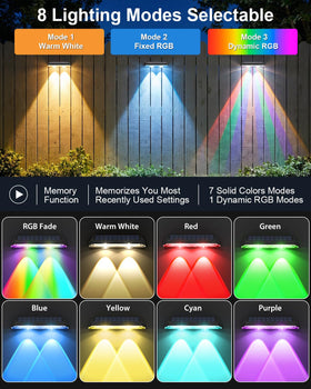 UGDLUCK fence lights RGB modes for festive color effects along your yard
