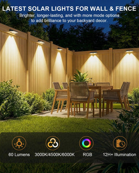 UGDLUCK solar fence lights RGB modes provide vibrant color options.