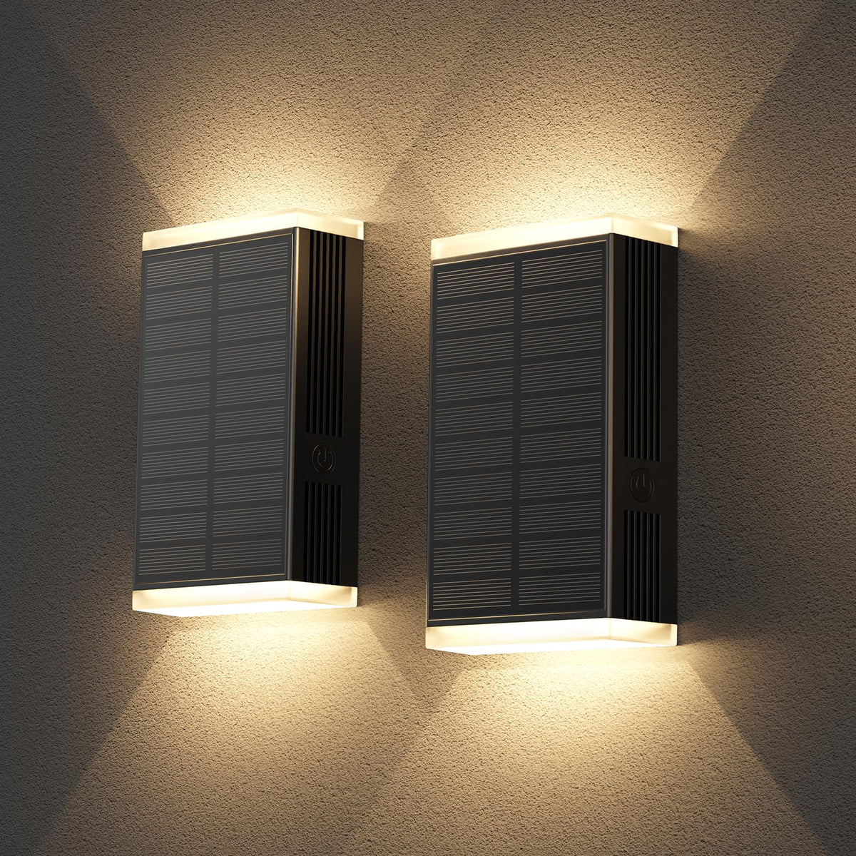 UGDLUCK solar wall light outdoor up-down beams for enhanced porch visibility.