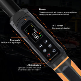 Uharbour digital torque wrench extension rods simplify reach for recessed fasteners.